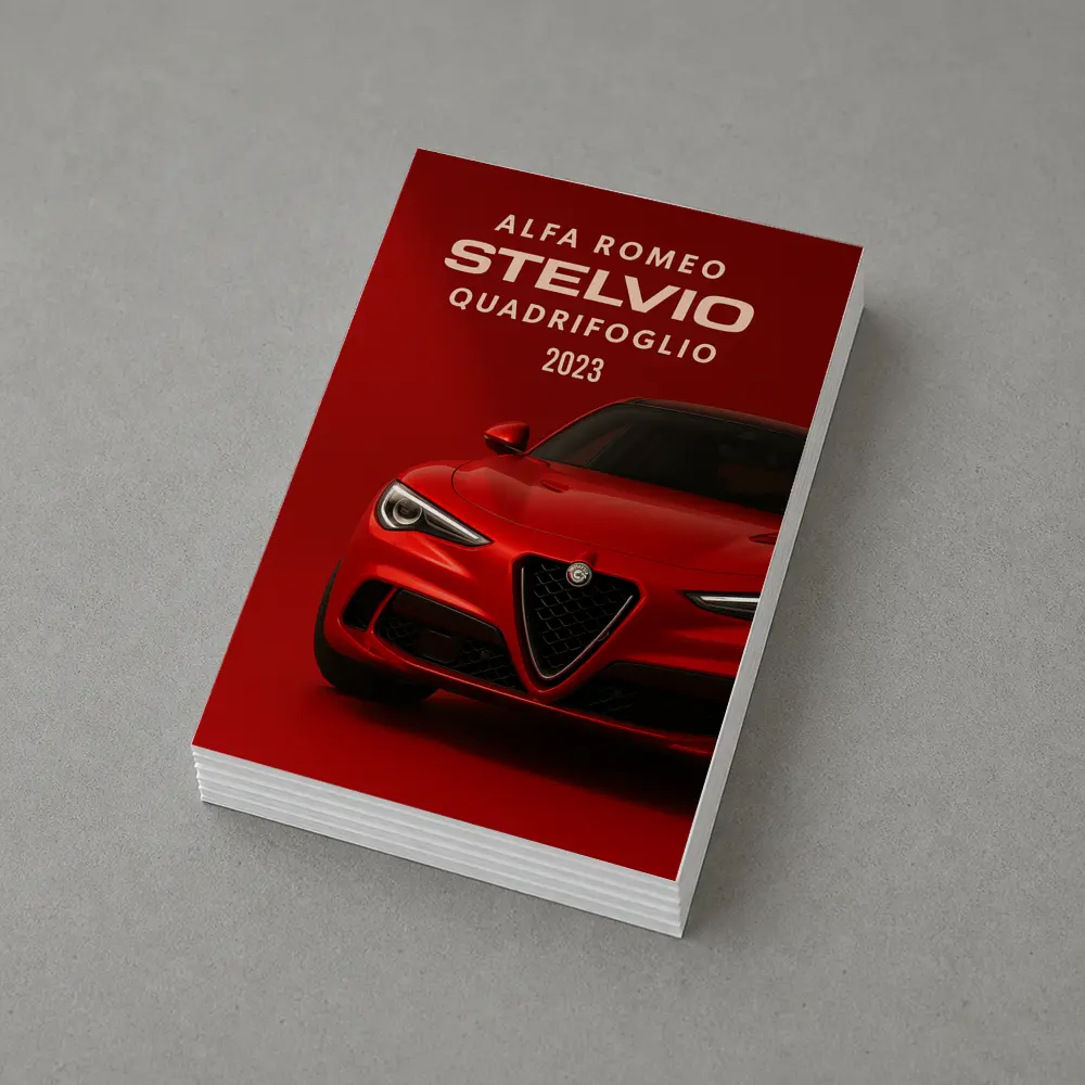 Alfa Romeo Stelvio Quadrifoglio Red Background Art – Postcards
