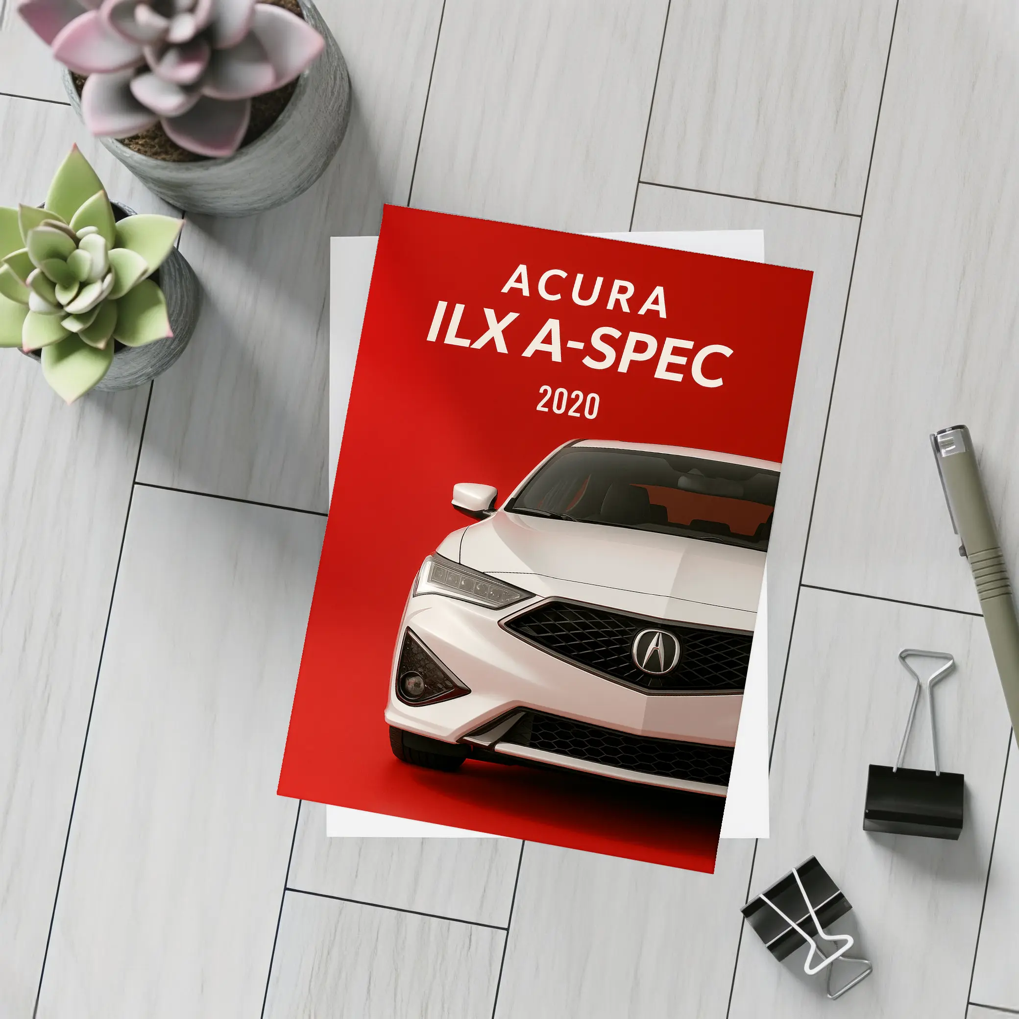 Acura ILX A-Spec White on Red – Postcards
