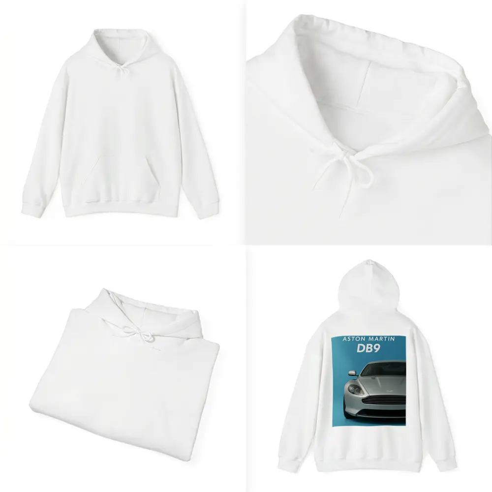 Aston Martin DB9 Silver Blue Background – Hoodies