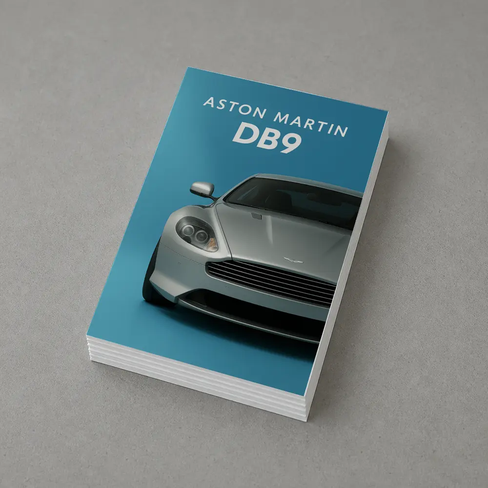 Aston Martin DB9 Silver Blue Background – Postcards