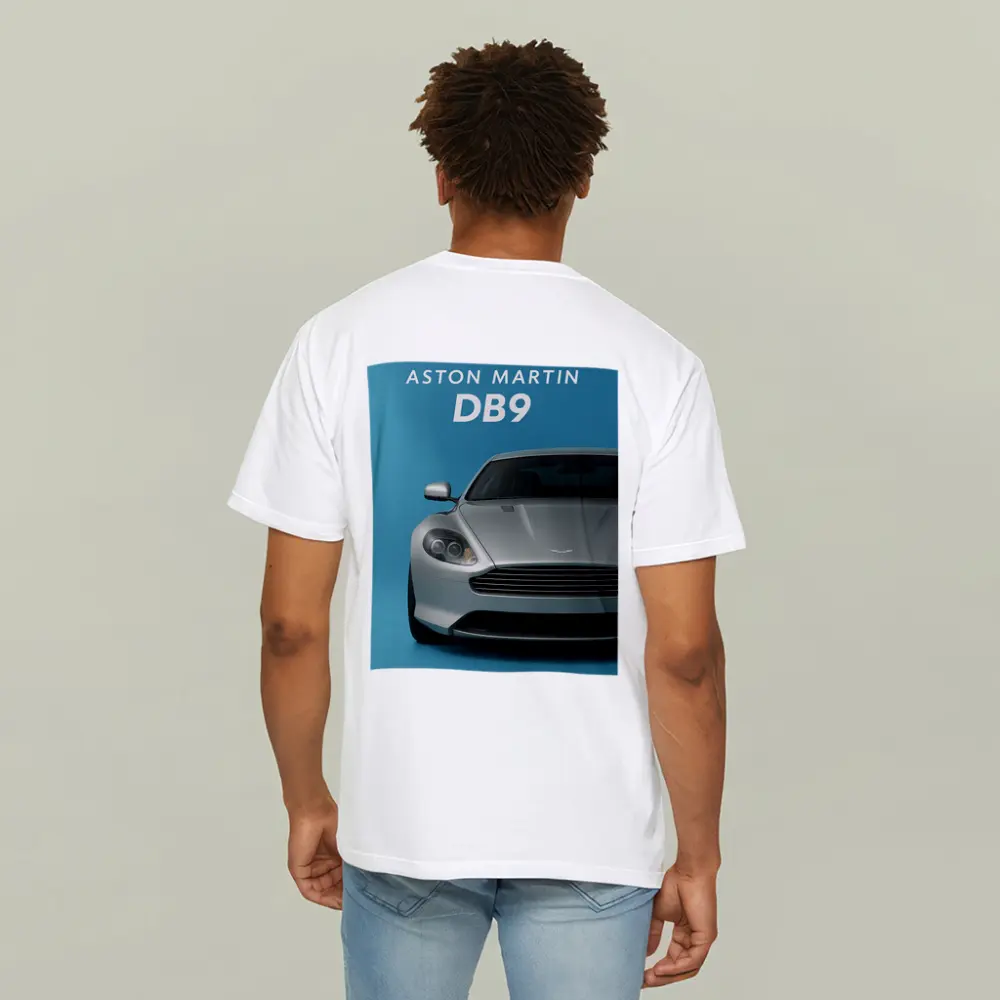 Aston Martin DB9 Silver Blue Background – T-Shirts