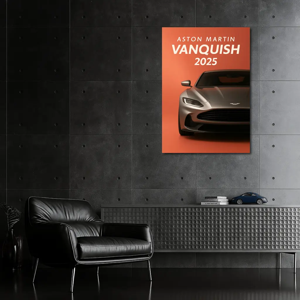 Aston Martin Vanquish Front View Orange Background – Wall Art