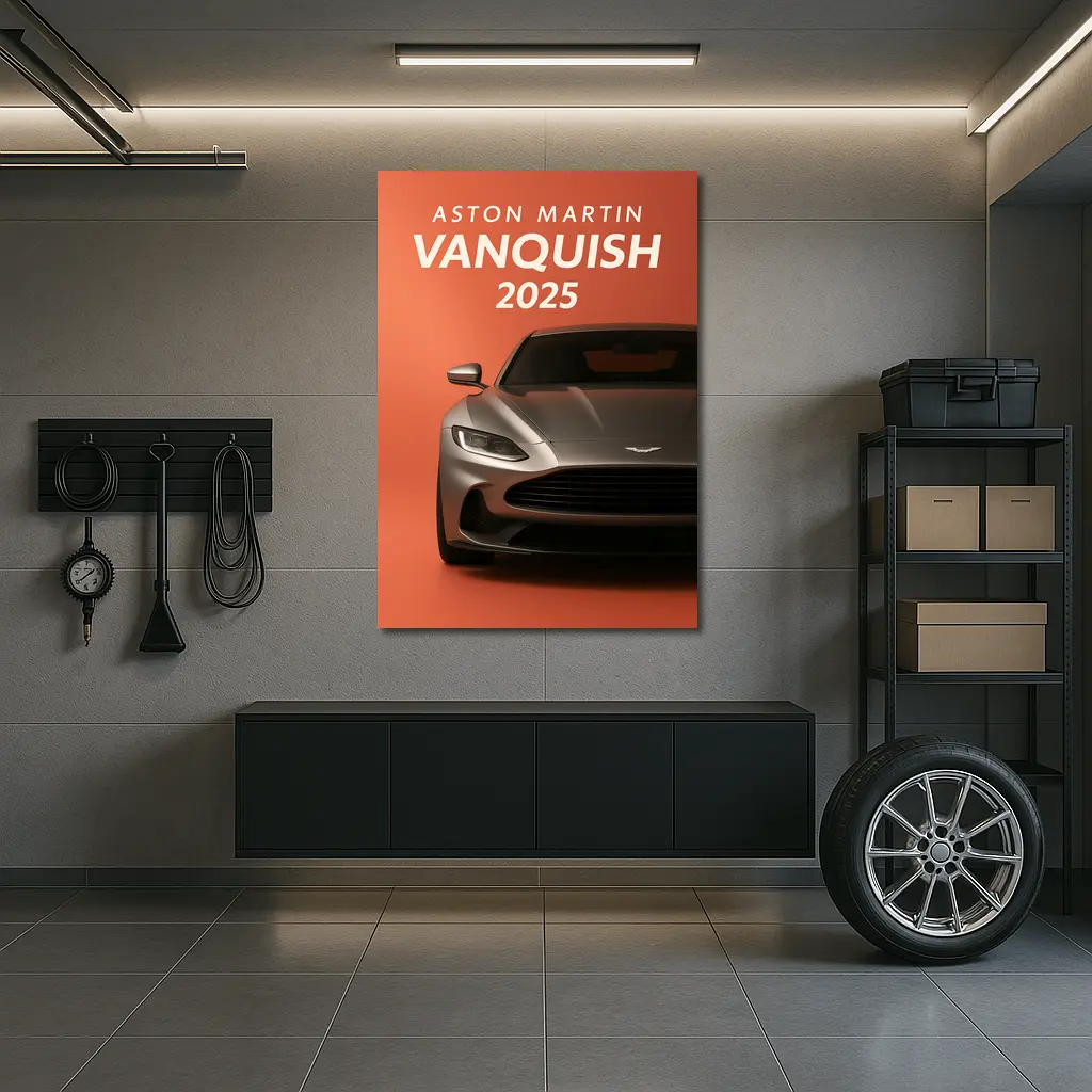 Aston Martin Vanquish Front View Orange Background – Wall Art