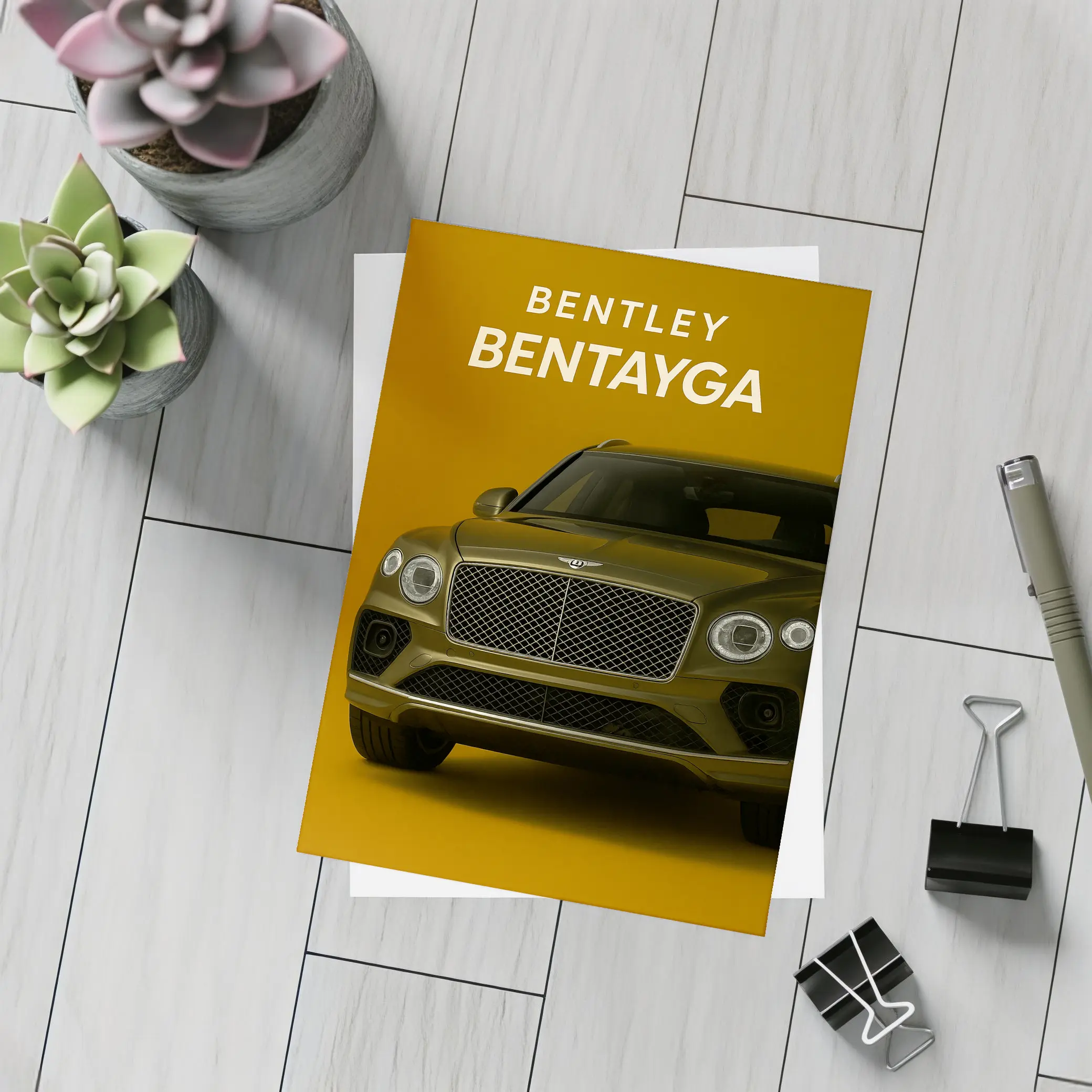 Bentley Bentayga SUV Gold Background Front View – Postcards