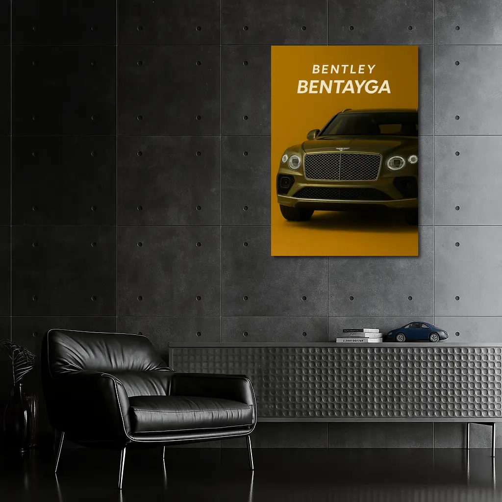 Bentley Bentayga SUV Gold Background Front View – Wall Art