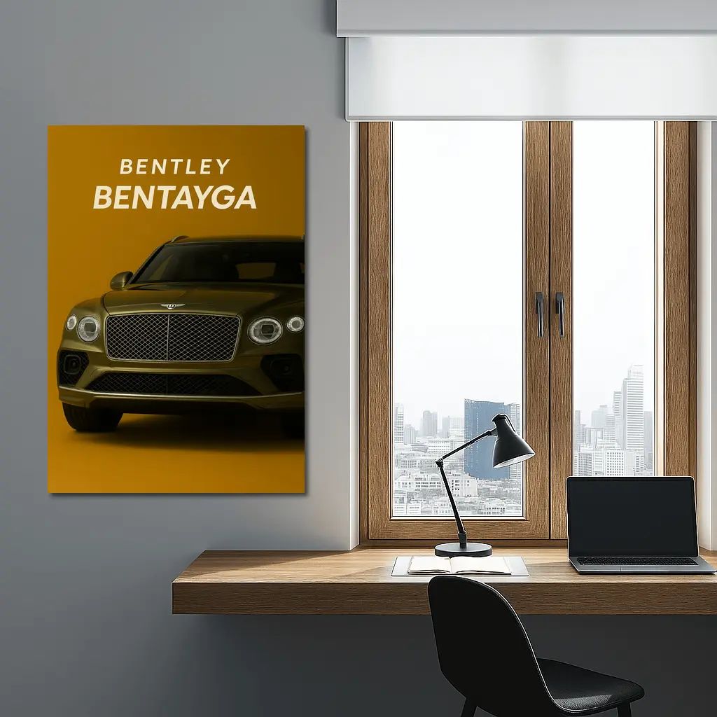 Bentley Bentayga SUV Gold Background Front View – Wall Art