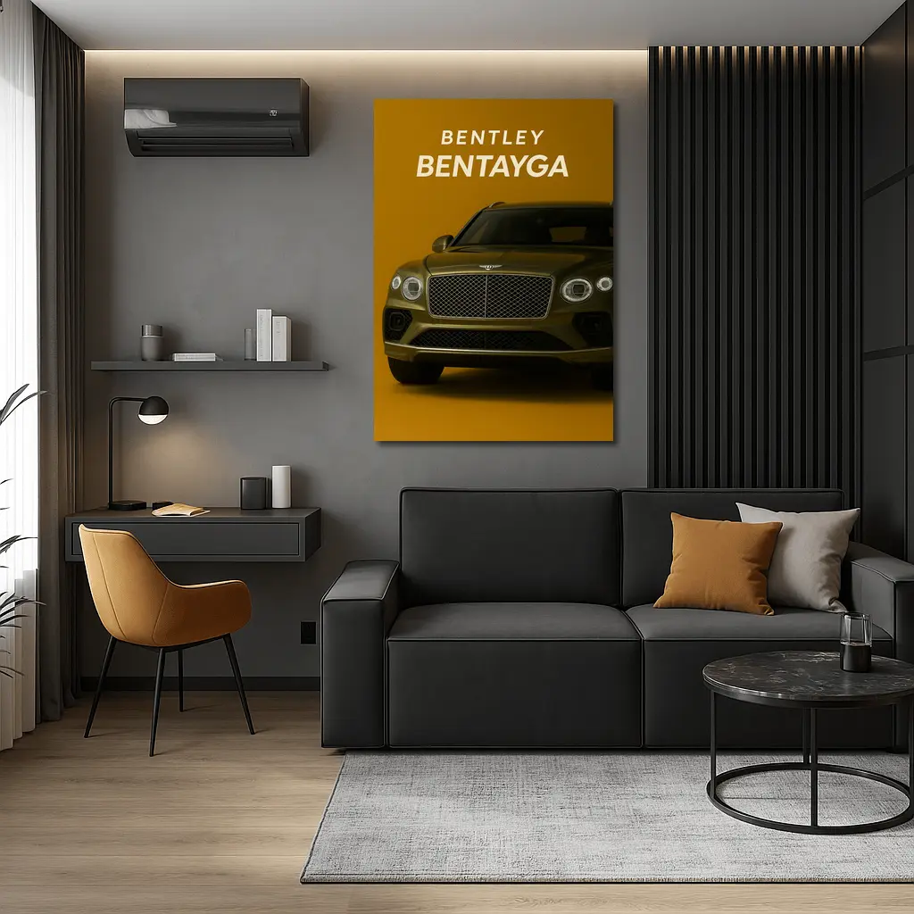 Bentley Bentayga SUV Gold Background Front View – Wall Art