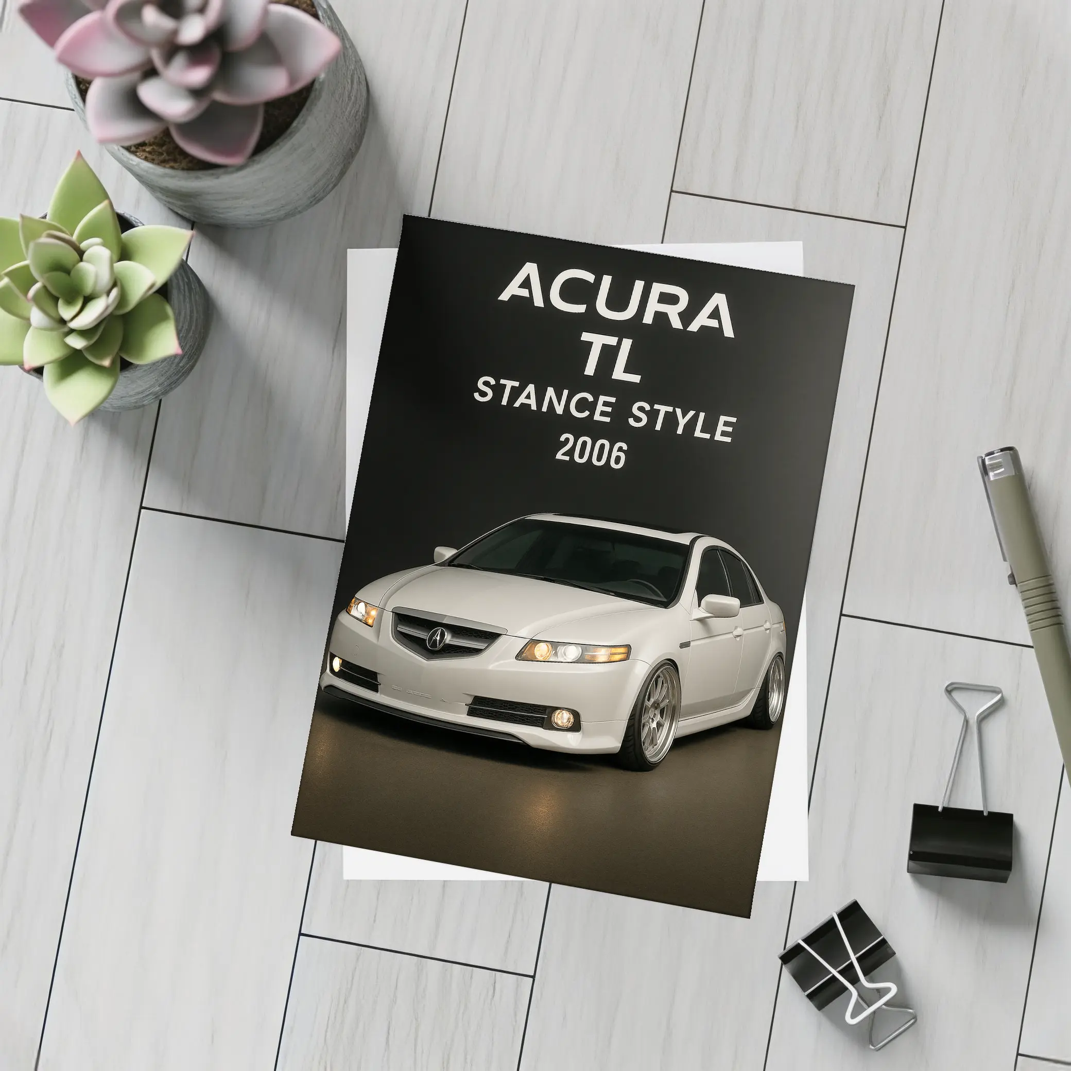 Acura TL Stance Style White Studio – Postcards