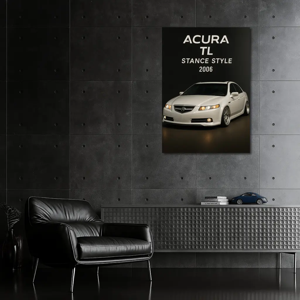 Acura TL Stance Style White Studio – Wall Art