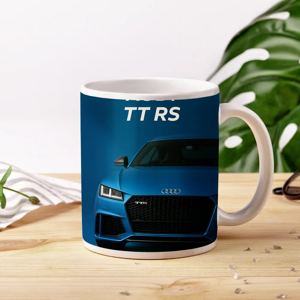 Audi TT RS Blue Studio Front View – Mugs