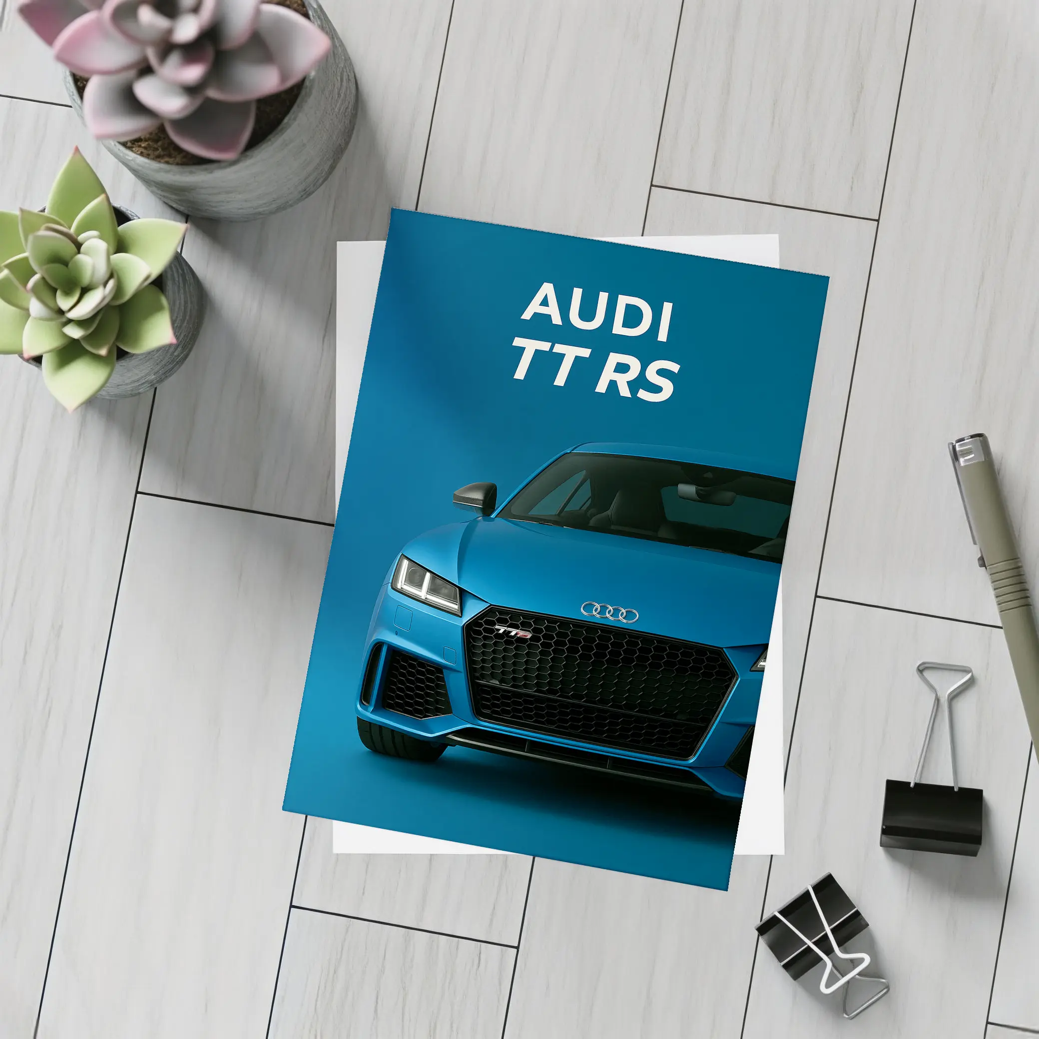 Audi TT RS Blue Studio Front View – Postcards