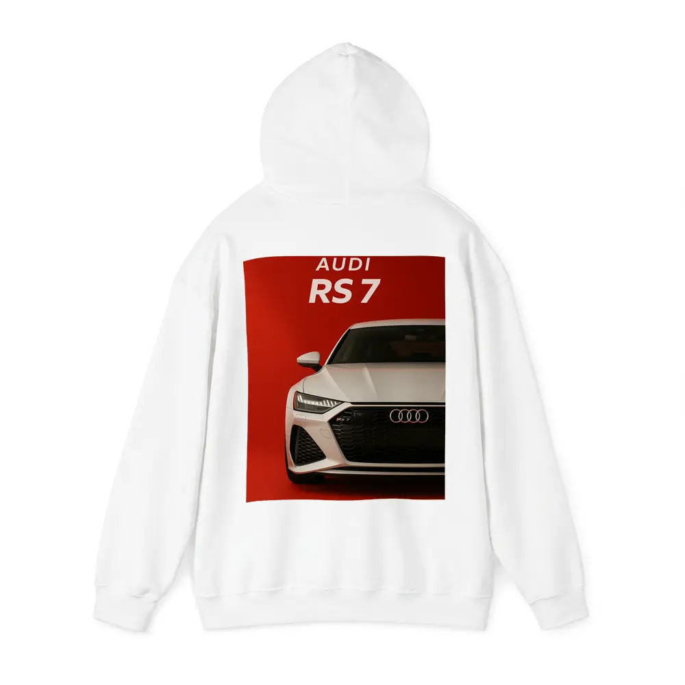 Audi RS7 White Car Red Background – Hoodies