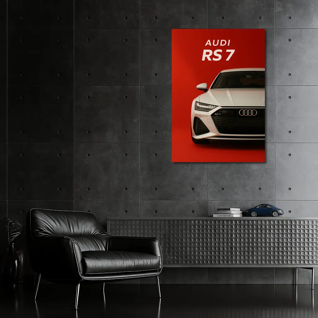 Audi RS7 White Car Red Background – Wall Art