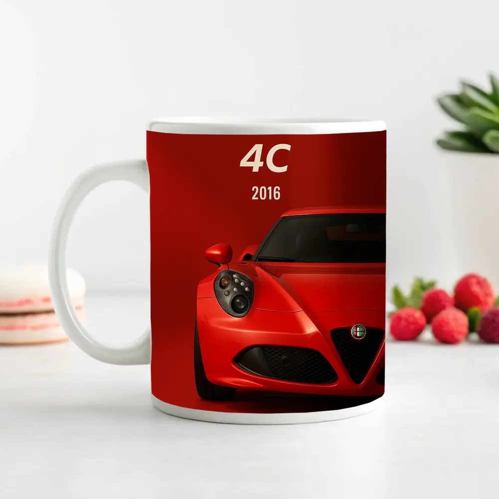 Alfa Romeo 4C Red Studio Art Print – Mugs
