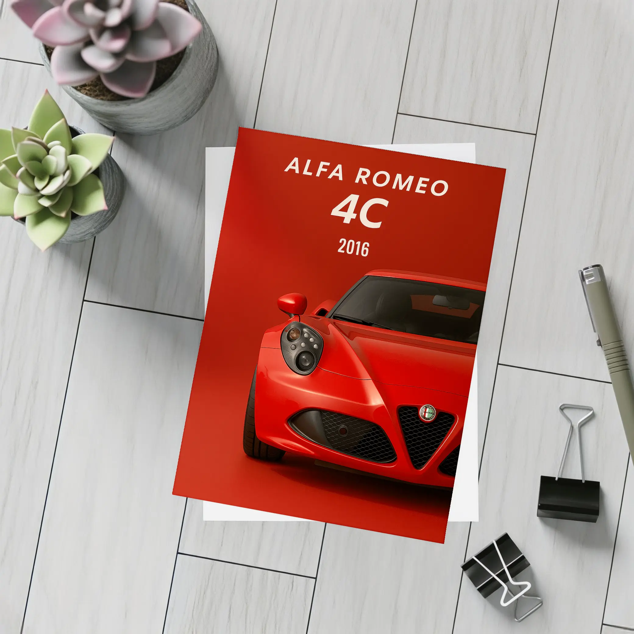 Alfa Romeo 4C Red Studio Art Print – Postcards