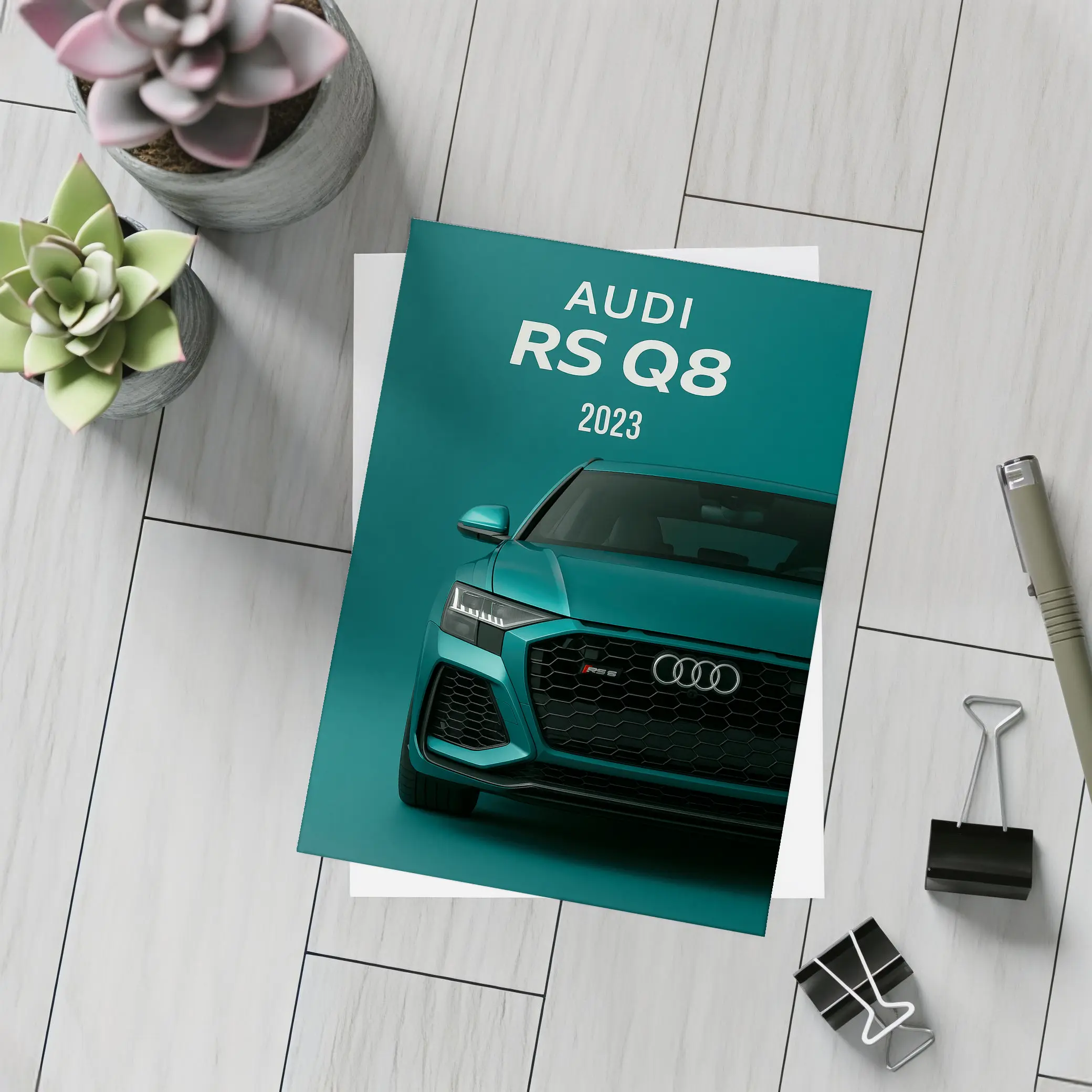 Audi RS Q8 2023 Teal Green Front – Postcards