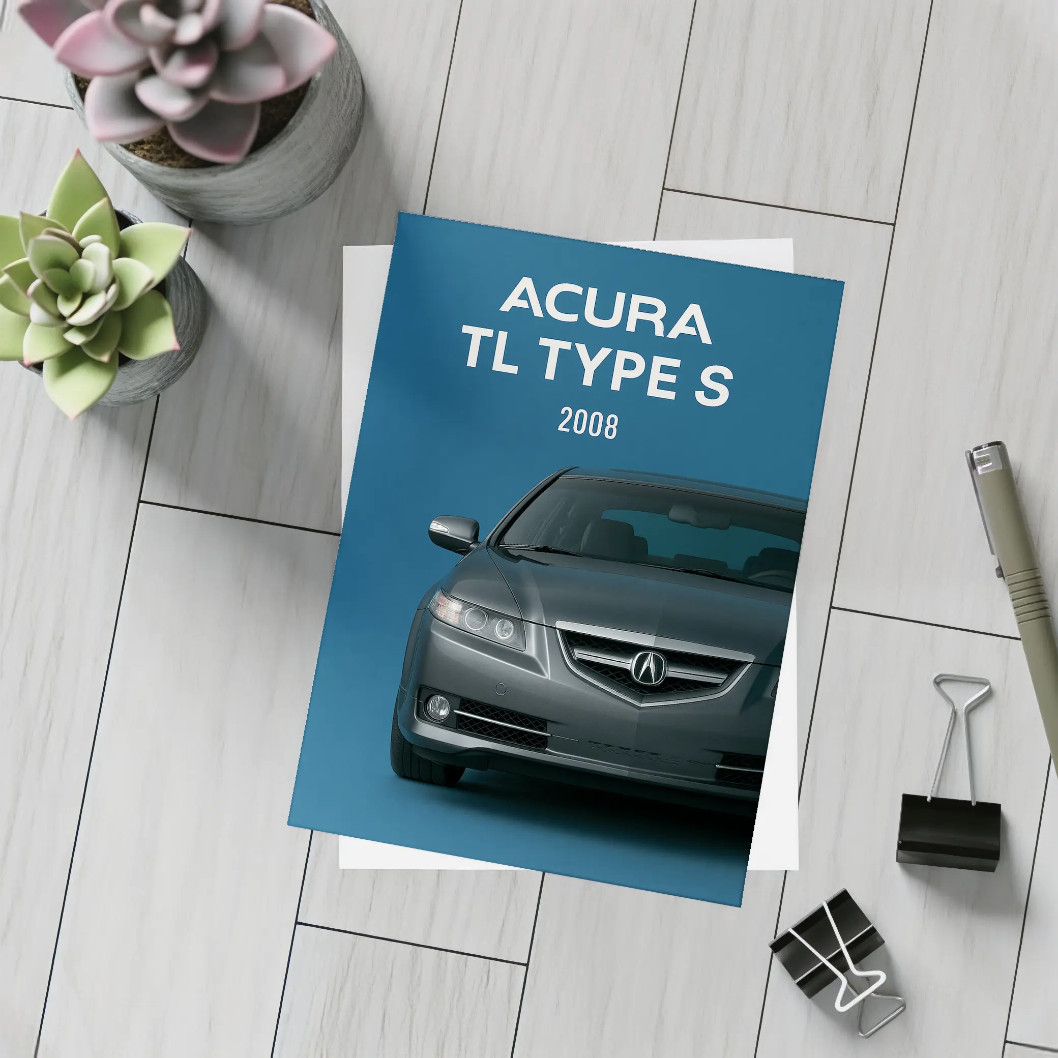 Acura TL Type S Blue Background – Postcards