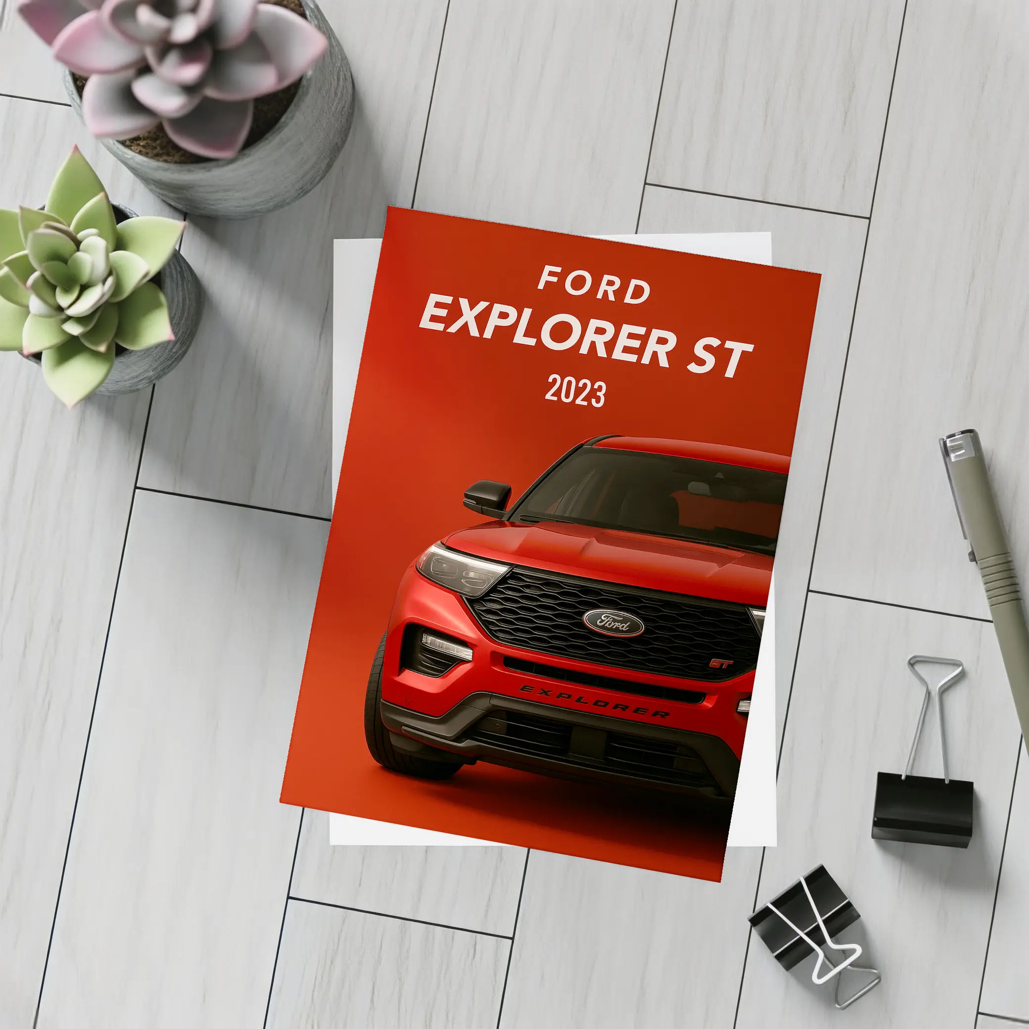 Ford Explorer ST Red Bold Front View – Postcards