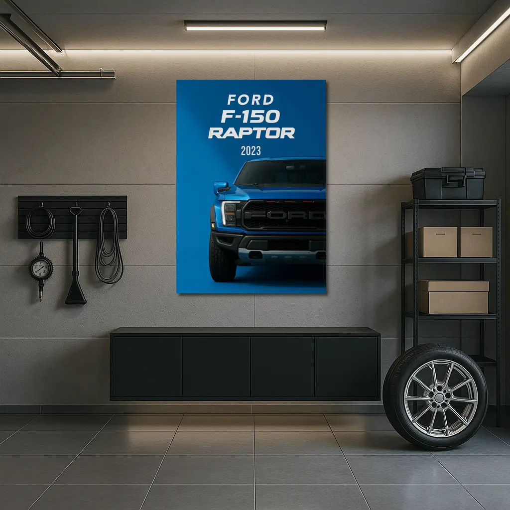 Ford F-150 Raptor 2023 Blue Front – Wall Art