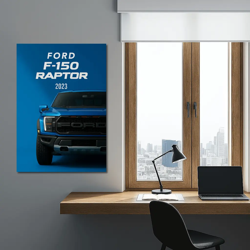 Ford F-150 Raptor 2023 Blue Front – Wall Art