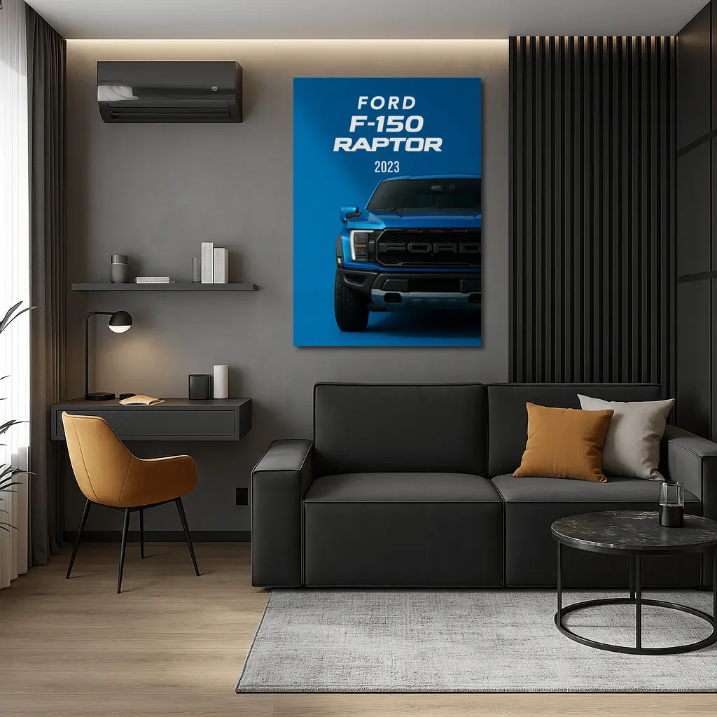 Ford F-150 Raptor 2023 Blue Front – Wall Art
