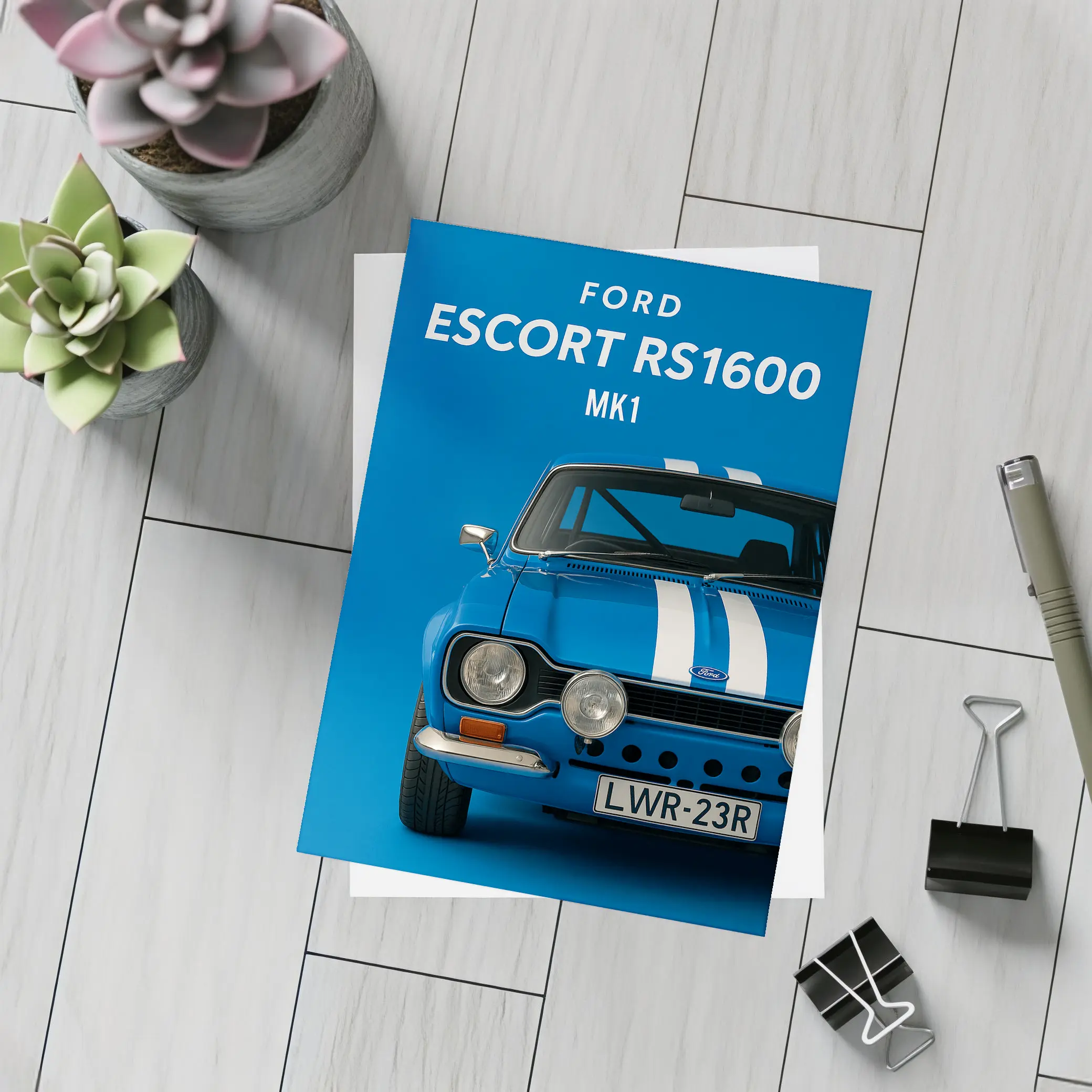 Ford Escort RS1600 MK1 Blue Art – Postcards