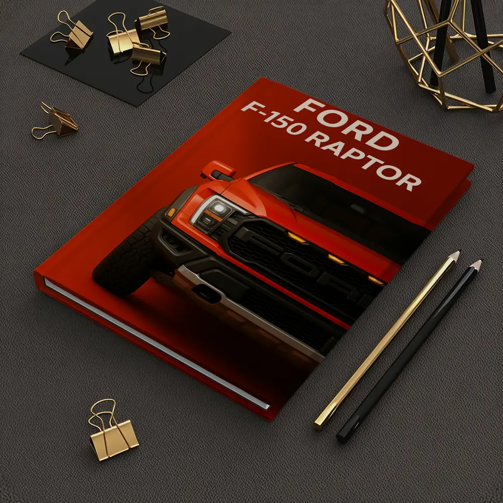 Ford F-150 Raptor Truck Red Background Art – Notebooks