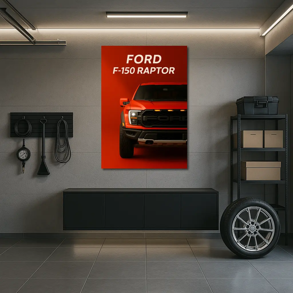 Ford F-150 Raptor Truck Red Background Art – Wall Art