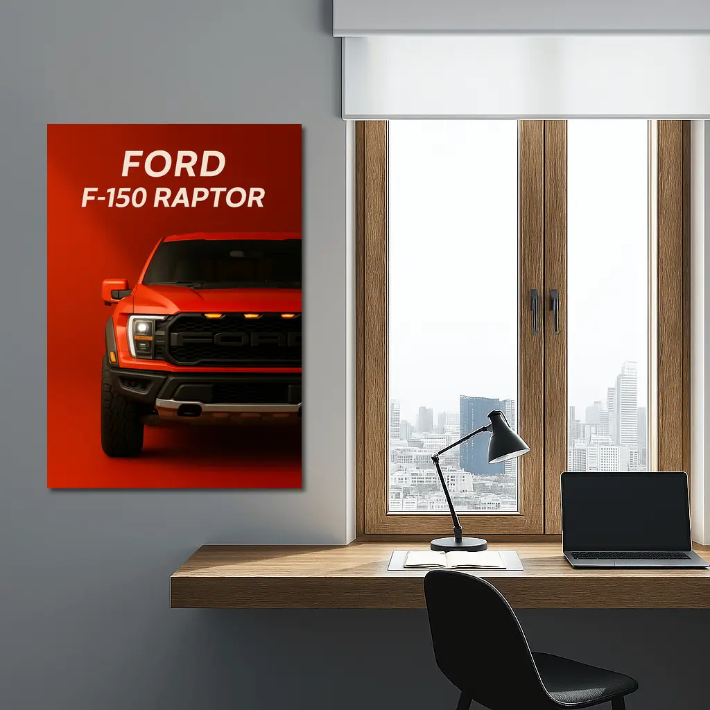 Ford F-150 Raptor Truck Red Background Art – Wall Art