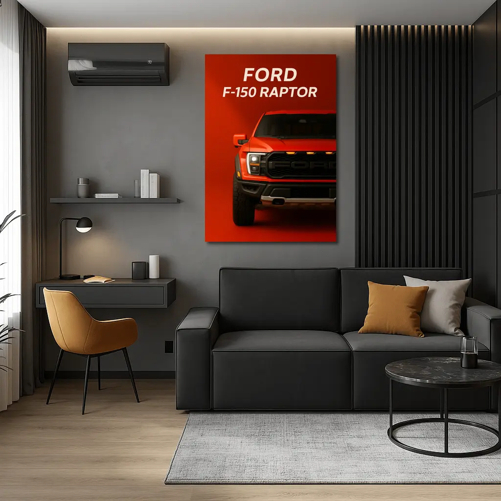 Ford F-150 Raptor Truck Red Background Art – Wall Art