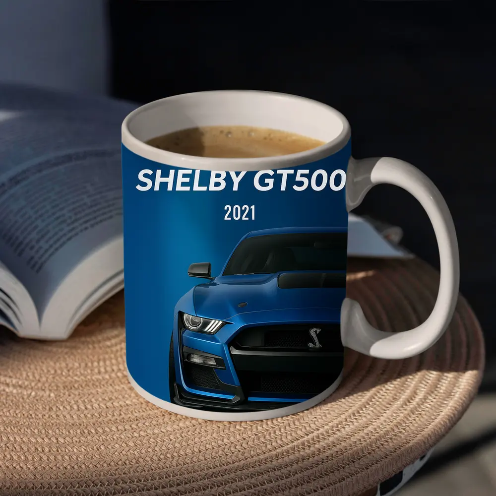 Ford Mustang Shelby GT500 Blue Front View – Mugs
