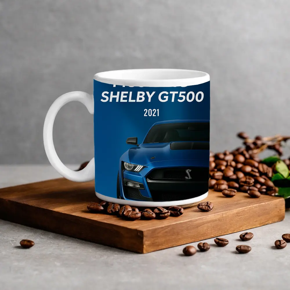 Ford Mustang Shelby GT500 Blue Front View – Mugs