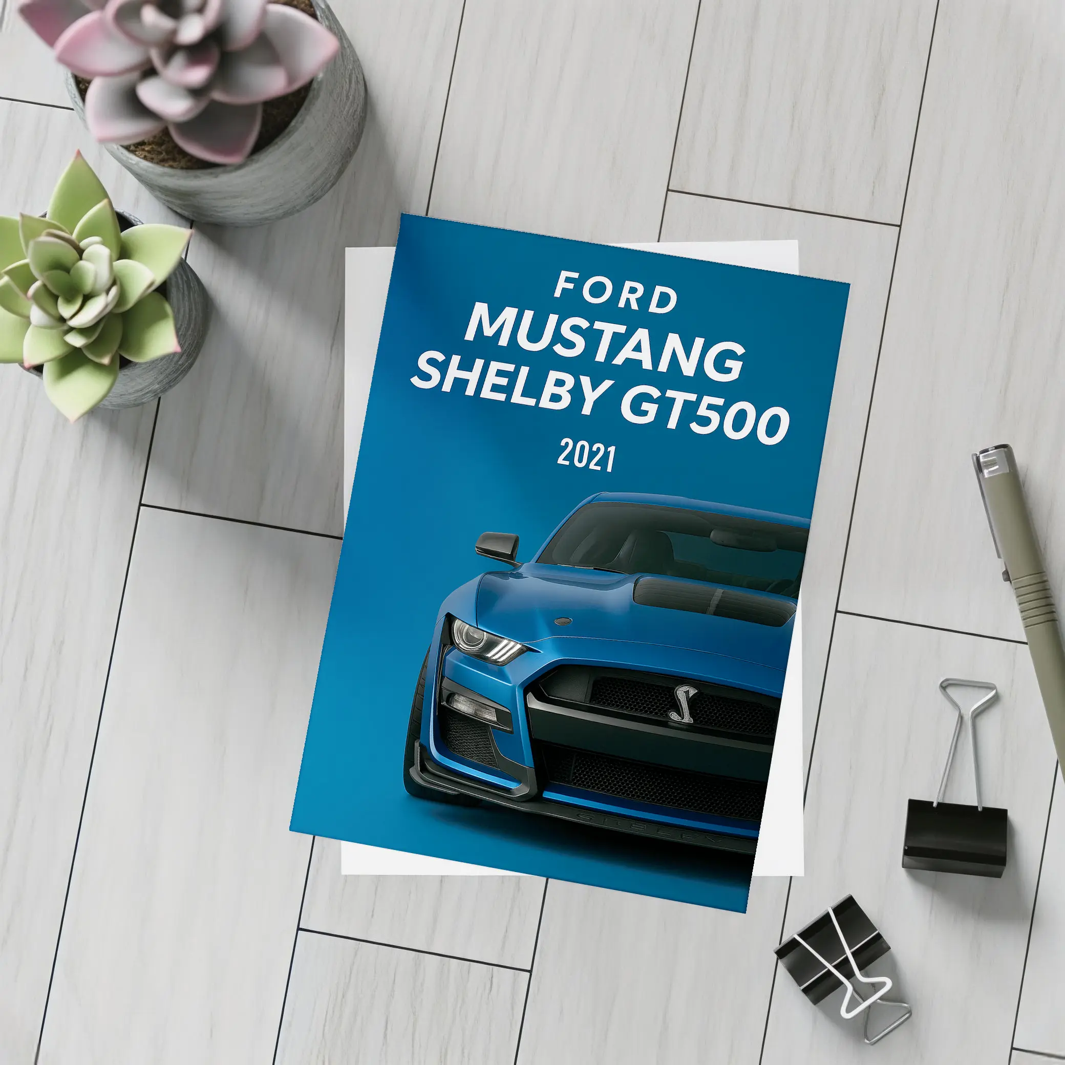 Ford Mustang Shelby GT500 Blue Front View – Postcards