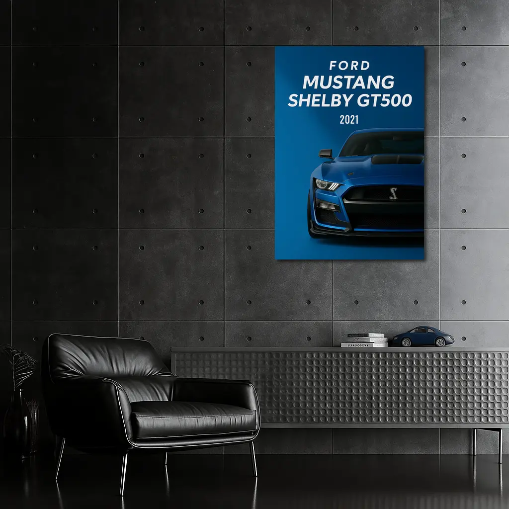 Ford Mustang Shelby GT500 Blue Front View – Wall Art