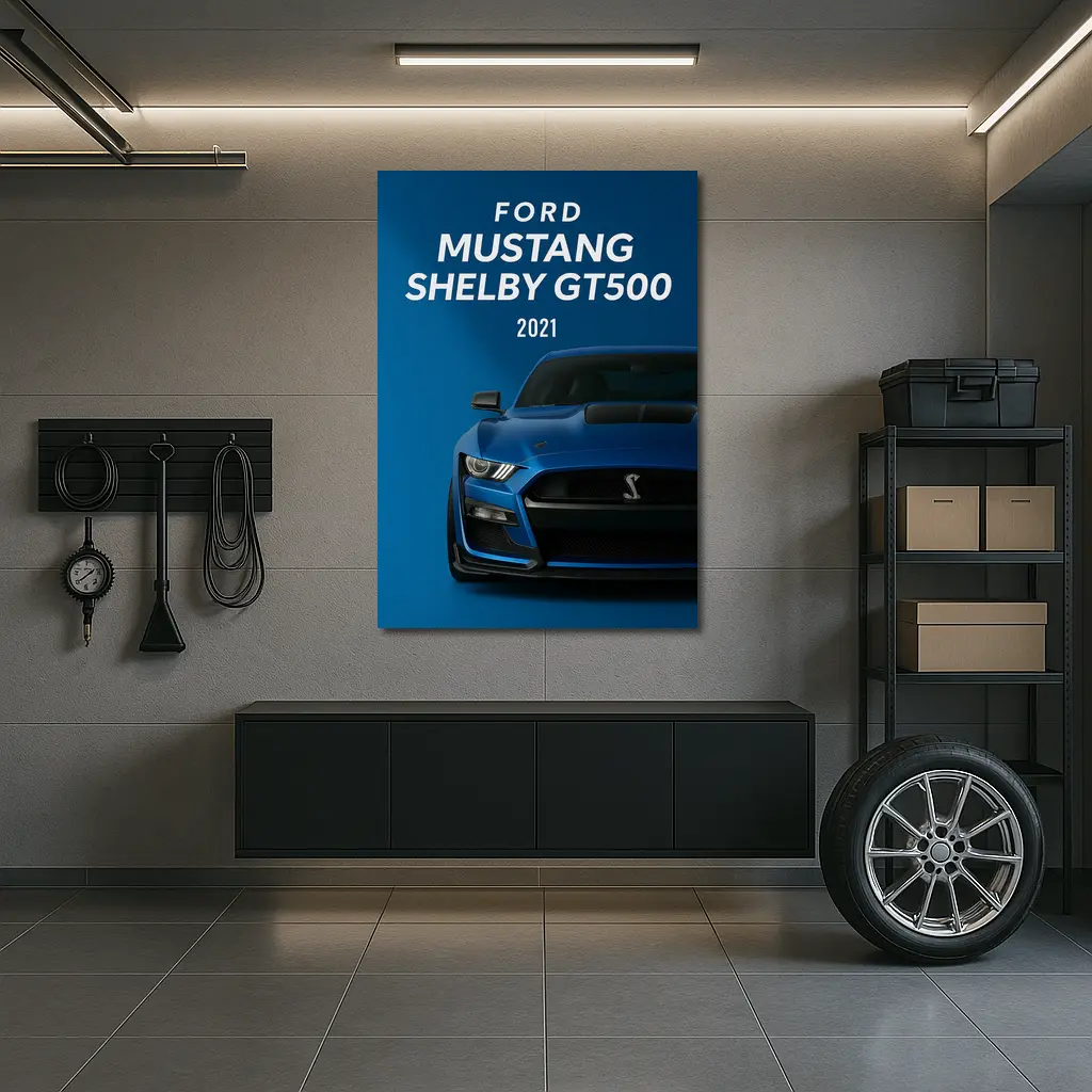 Ford Mustang Shelby GT500 Blue Front View – Wall Art