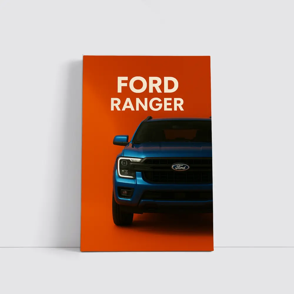 Ford Ranger Truck Front View Orange Background – Wall Art