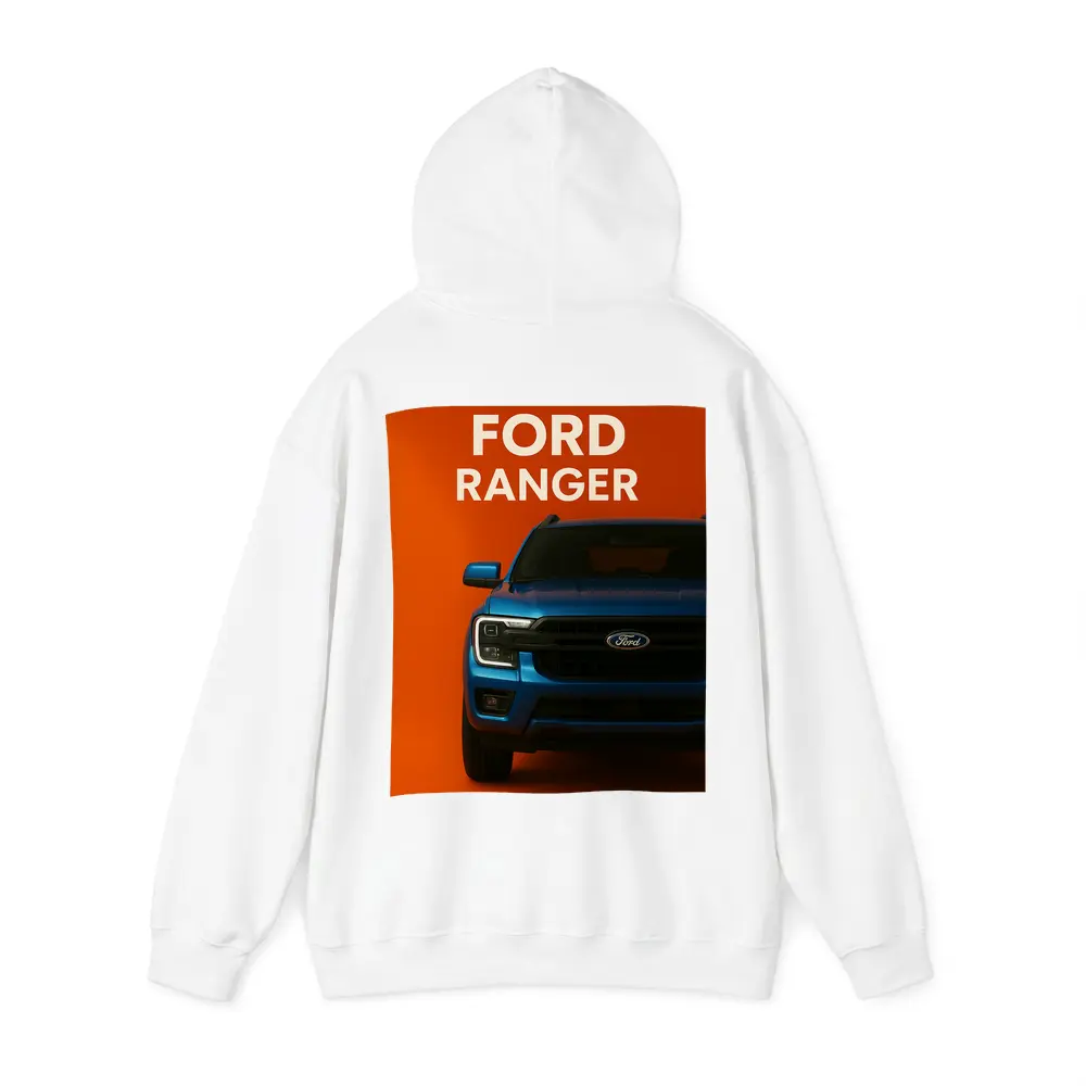 Ford Ranger Truck Front View Orange Background – Hoodies