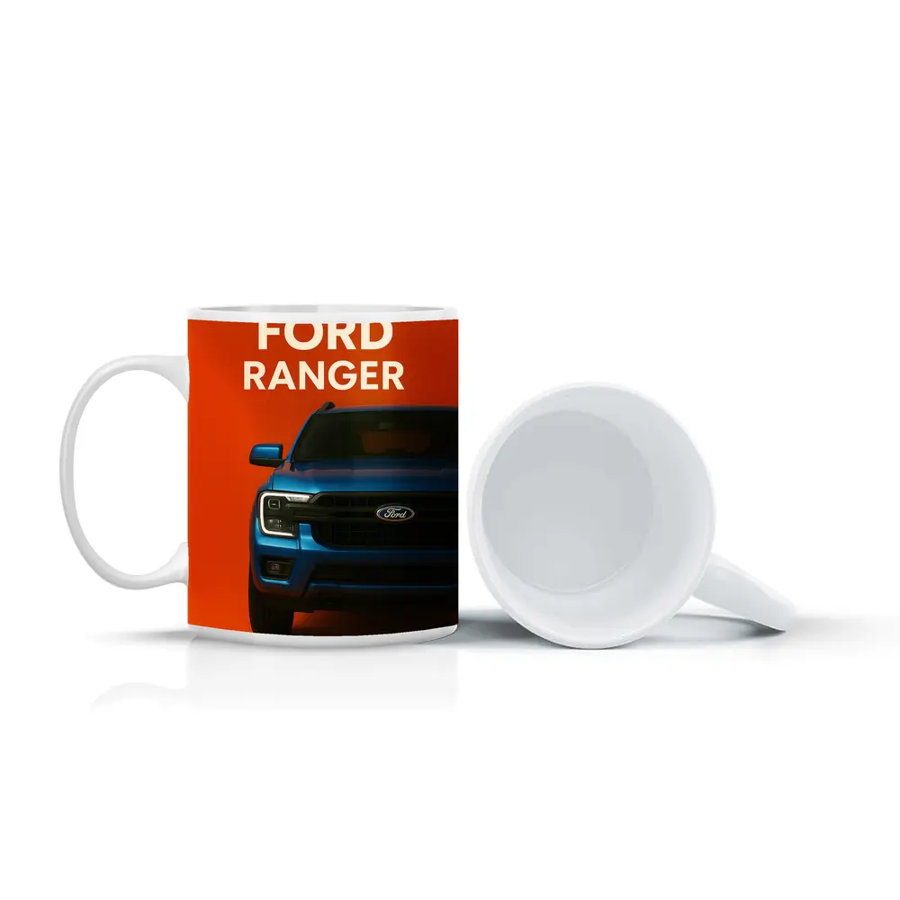 Ford Ranger Truck Front View Orange Background – Mugs