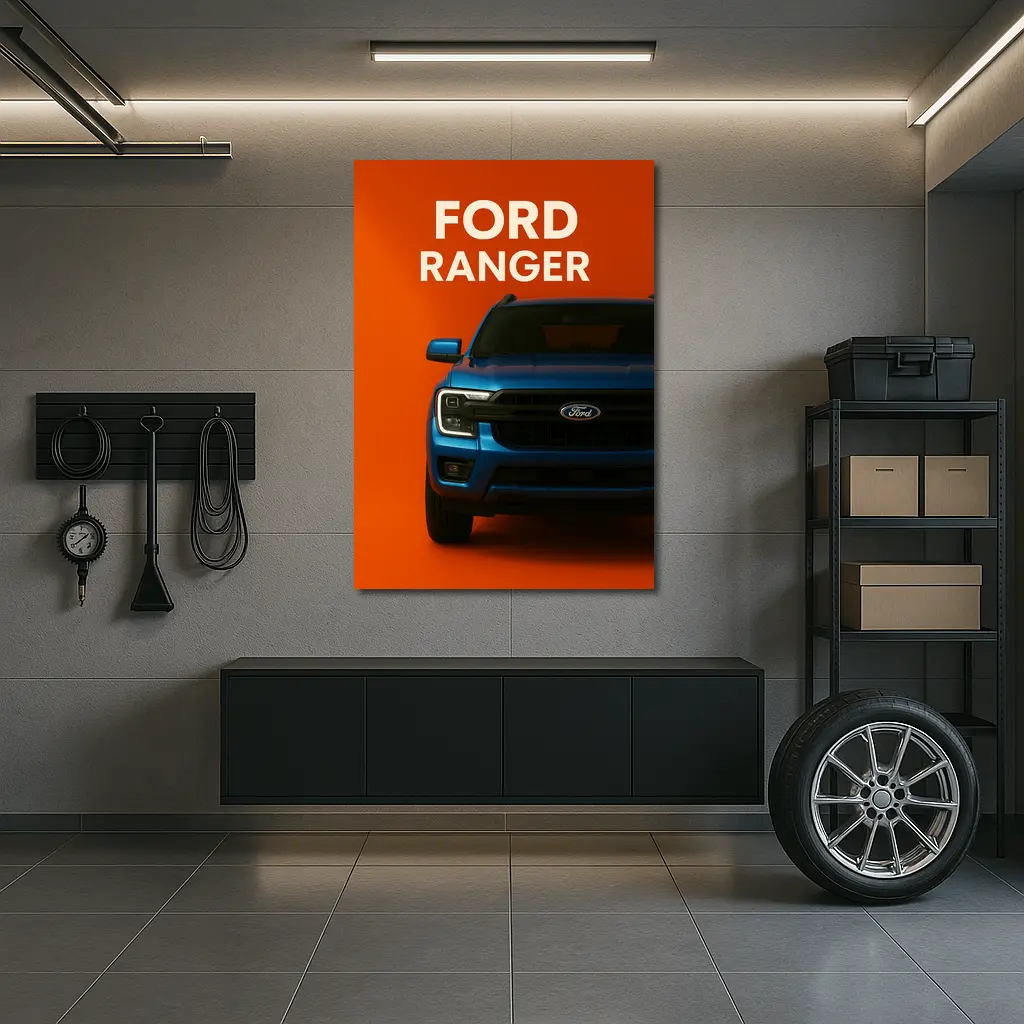 Ford Ranger Truck Front View Orange Background – Wall Art