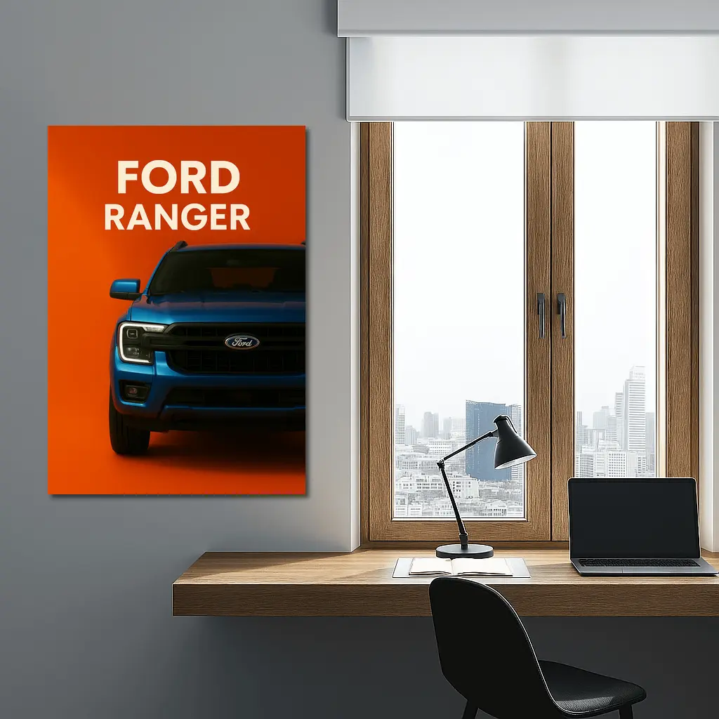 Ford Ranger Truck Front View Orange Background – Wall Art