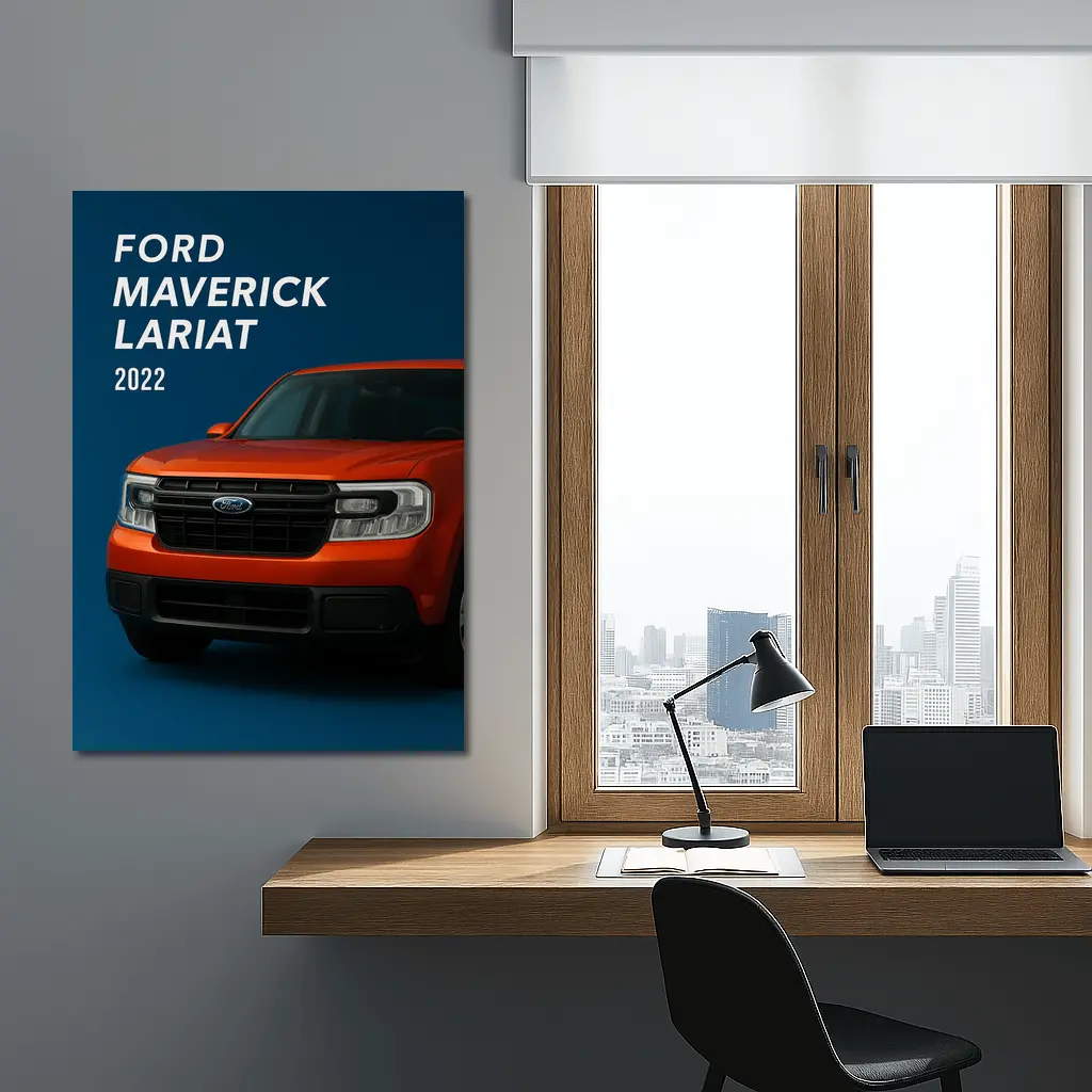 2022 Ford Maverick Lariat Orange Front View – Wall Art