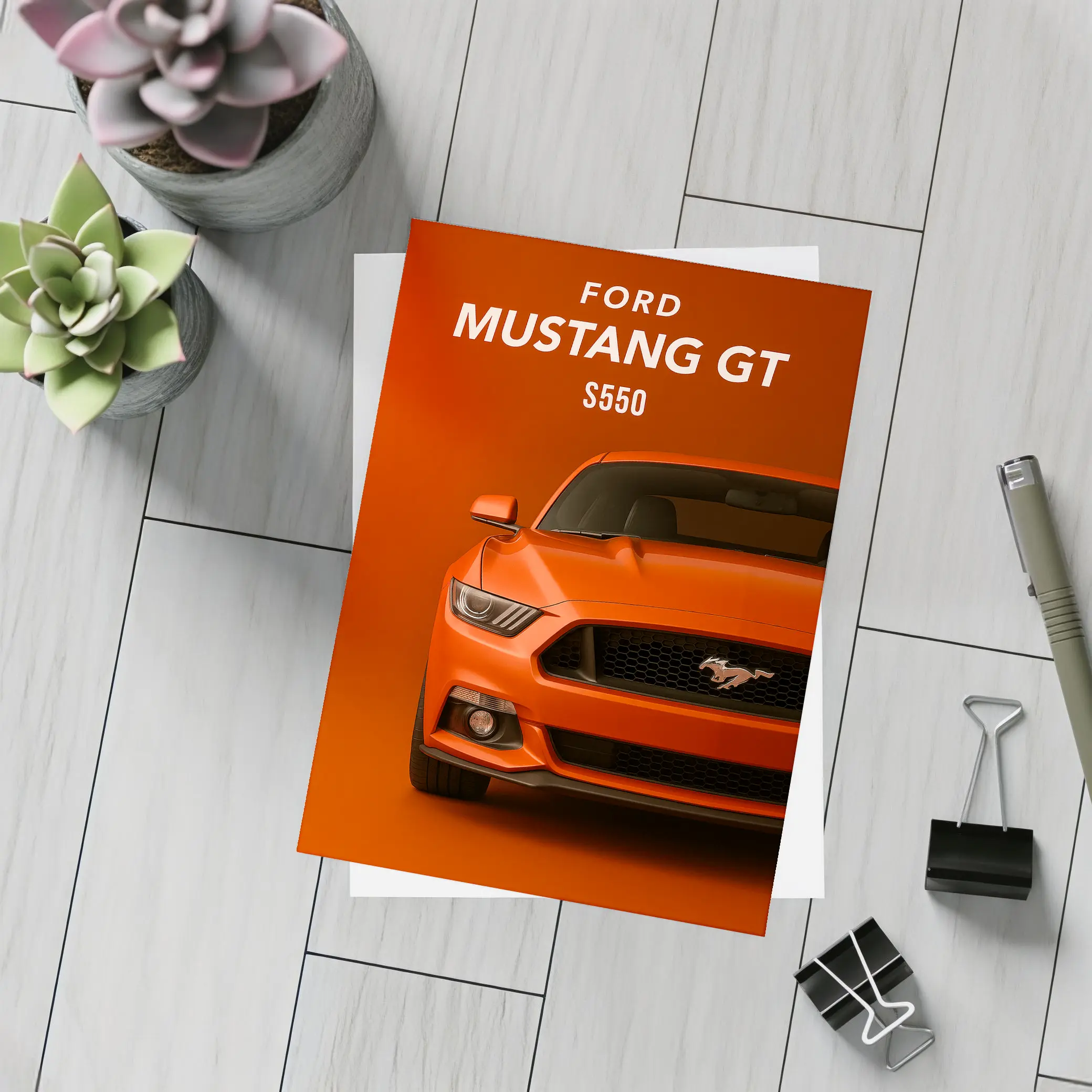 Ford Mustang GT S550 Orange Background Art – Postcards