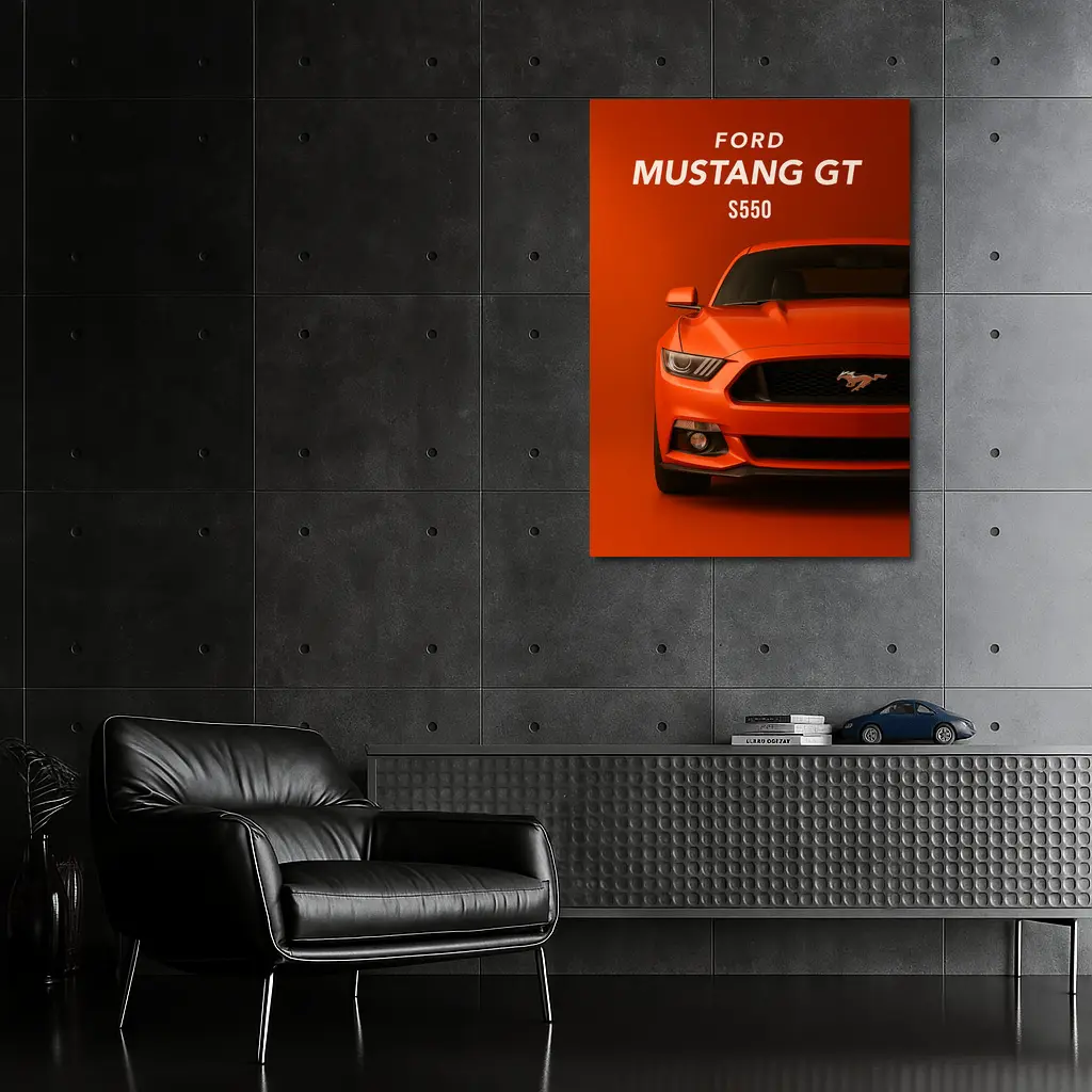 Ford Mustang GT S550 Orange Background Art – Wall Art