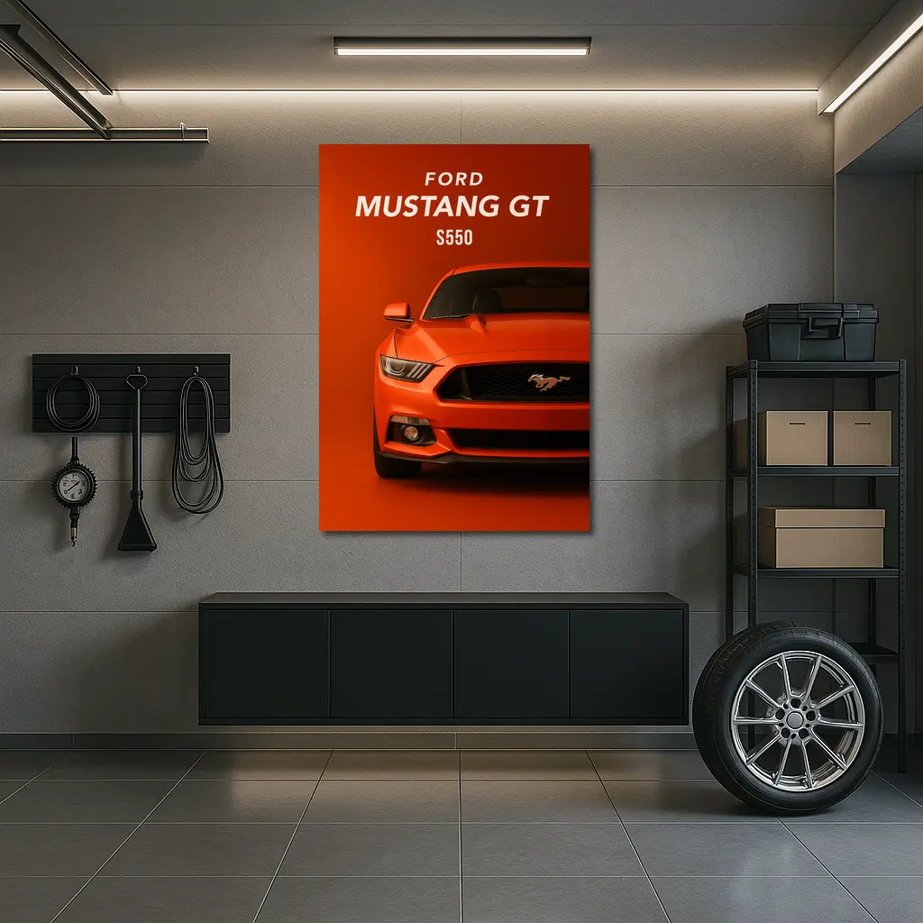 Ford Mustang GT S550 Orange Background Art – Wall Art