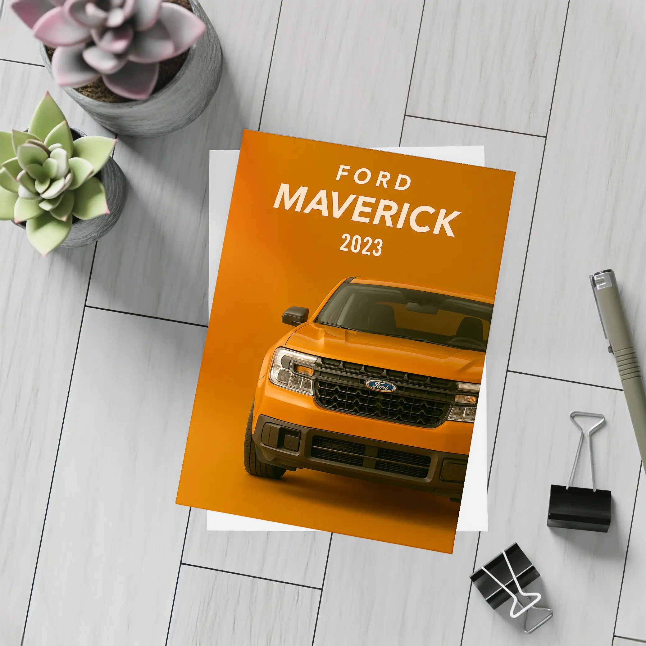 Ford Maverick 2023 Orange Front View – Postcards