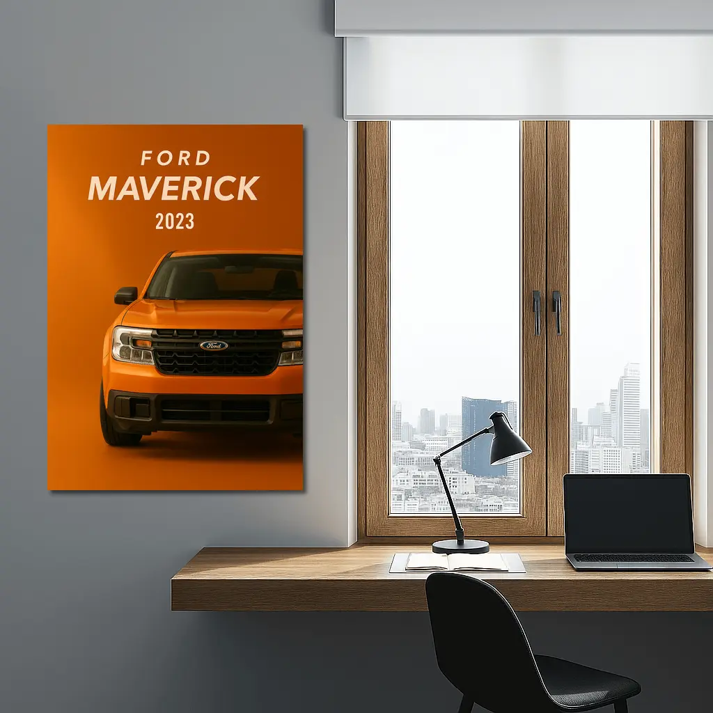 Ford Maverick 2023 Orange Front View – Wall Art