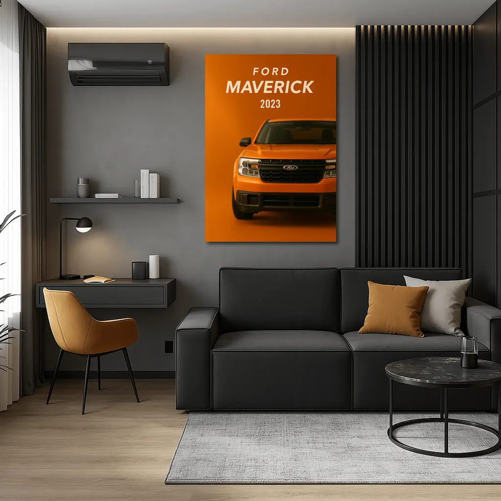 Ford Maverick 2023 Orange Front View – Wall Art