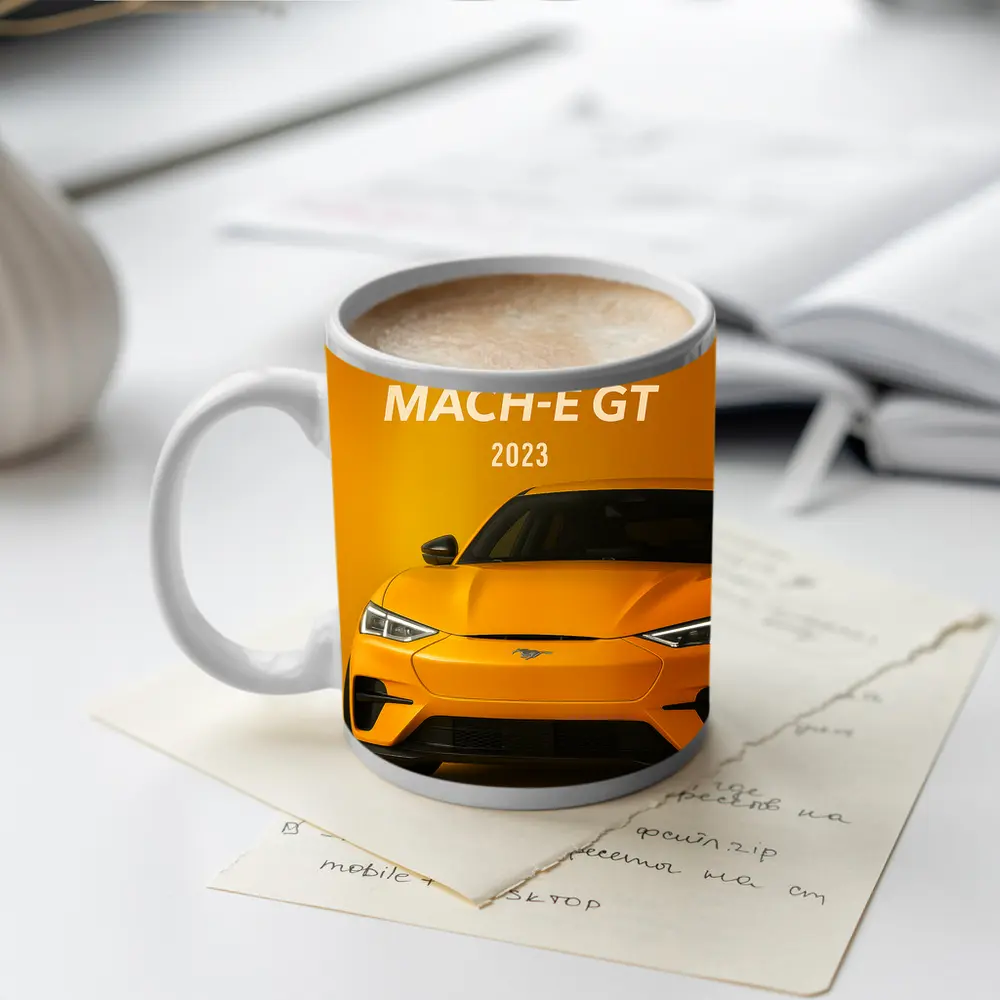 Ford Mustang Mach-E GT Yellow Background – Mugs
