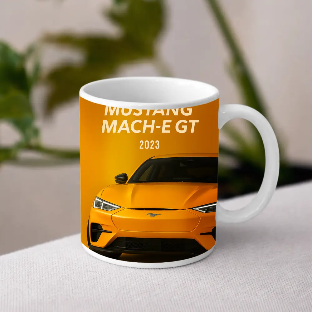 Ford Mustang Mach-E GT Yellow Background – Mugs