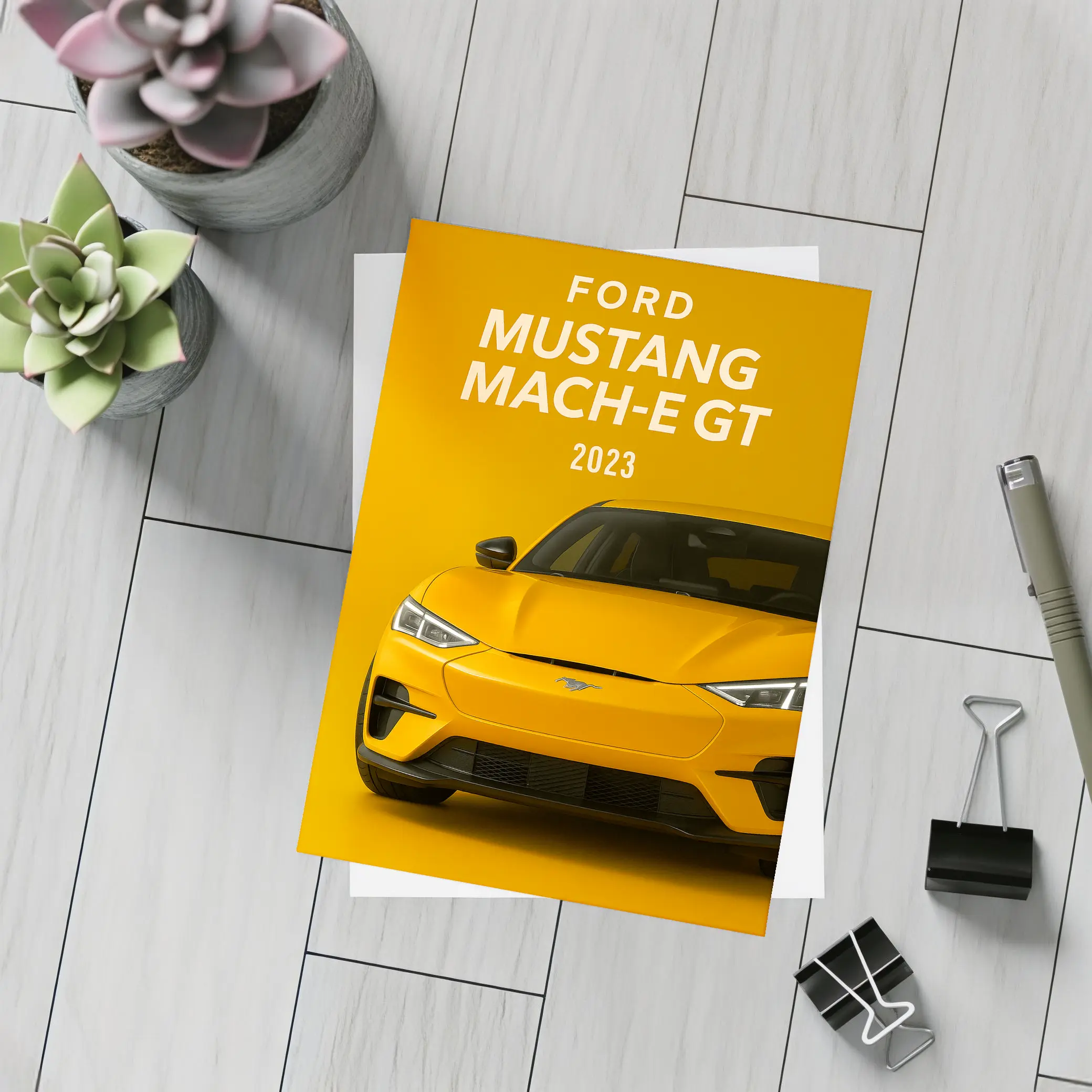 Ford Mustang Mach-E GT Yellow Background – Postcards